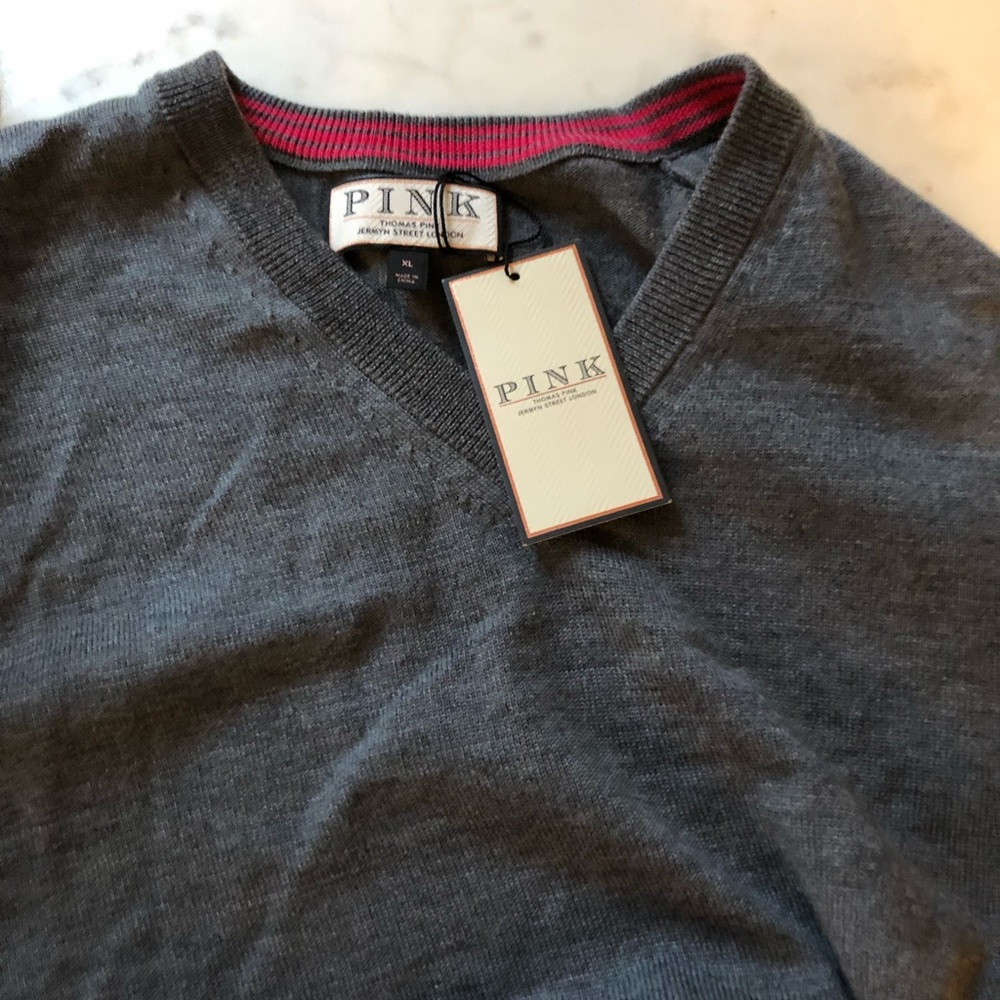 NEW Thomas pink wool sweater XL grey